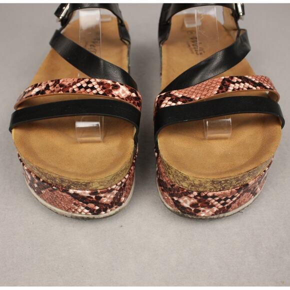 Wells Comfort Women's Sz 8 Strap Platform Sandals Open Toe Snake Skin Pattern - Picture 4 of 15